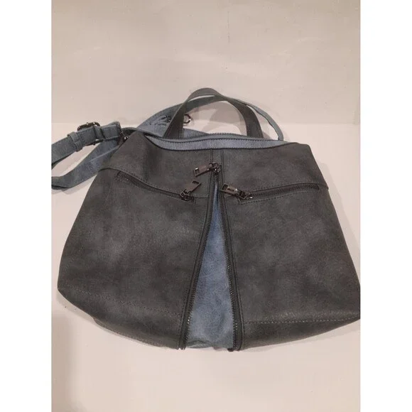 Liz Soto Purse, Blue Leather Convertible - Picture 4 of 8